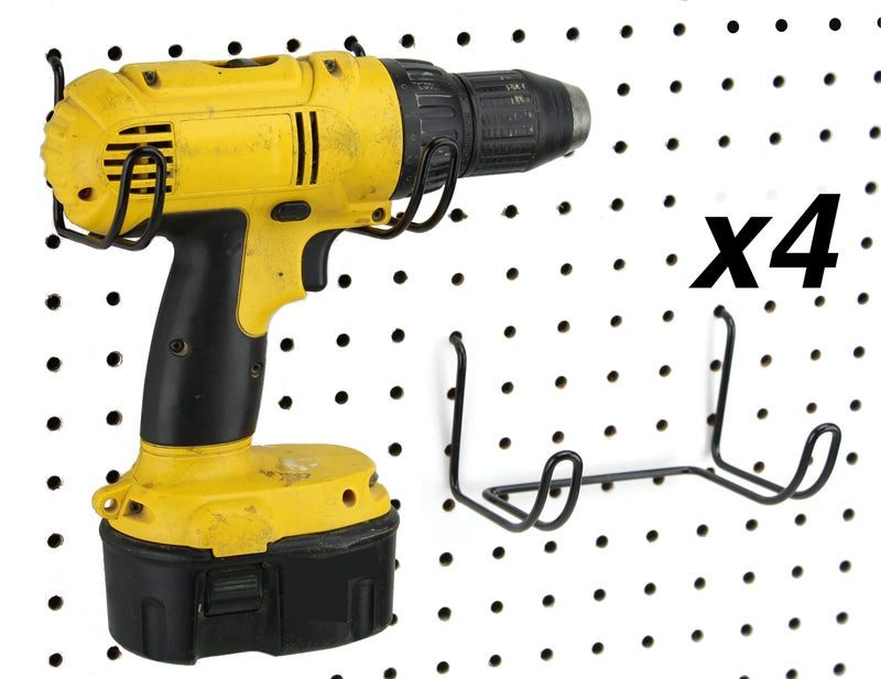Right Arrange Pegboard Drill Holder, 4 Pack - Black, Steel - Hooks to Any Peg Board - Pegboard Organization Accessory - Add to Pegboard in Your Tool Shed, Garage, or Workbench - Image 1